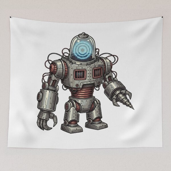 Item preview,  Retro Steampunk Worker Robot with Drill Arm - Vintage Sci-Fi Art designed and sold by Dzblack.