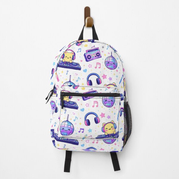 Item preview, DJ CAT Kawaii Pattern White Background designed and sold by Arte Cartoon From TagTeam Group.