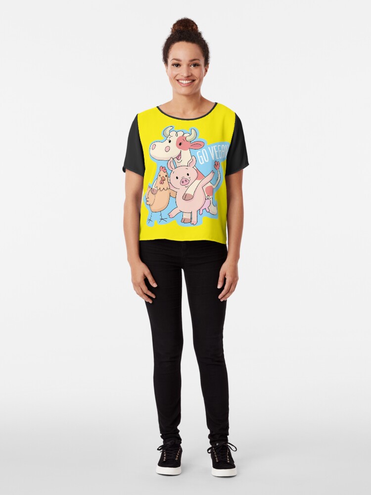 Alternate view of Go Vegan animals Chiffon Top