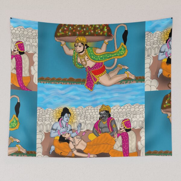 Item preview, Sacred Hanuman Divine Art – Hindu Spiritual Hero Illustration designed and sold by Harshit_Digital_Arts.