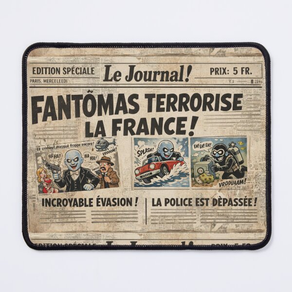 Item preview, Fantômas Vintage Newspaper Cartoon – Retro French Crime Parody Poster designed and sold by Arte Cartoon From TagTeam Group.