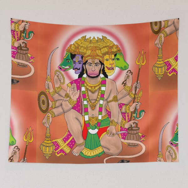 Item preview, Divine Hanuman Spiritual Artwork – Symbol of Faith and Courage designed and sold by Harshit_Digital_Arts.