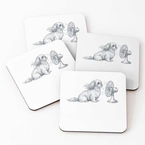 Item preview, Vintage Shih Tzu With Fan Dog Mom Dad designed and sold by DoodleTortle.