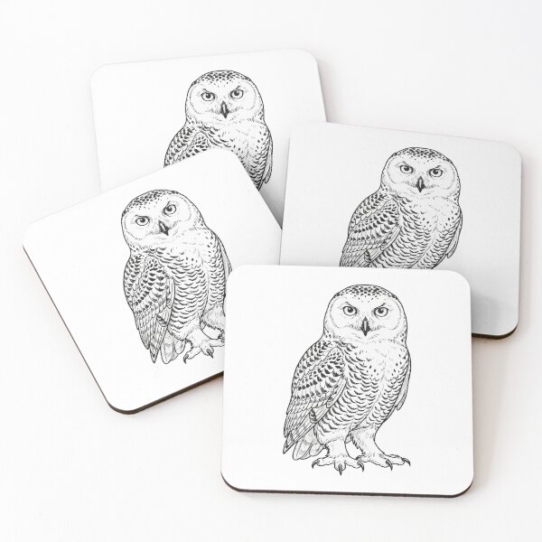 Item preview, Snowy Owl – Elegant Line Drawing Illustration designed and sold by furrydrool.