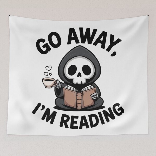 Item preview, Spooky Cute Reaper Reading Book - Introvert Bookworm Coffee designed and sold by Mr-wow.