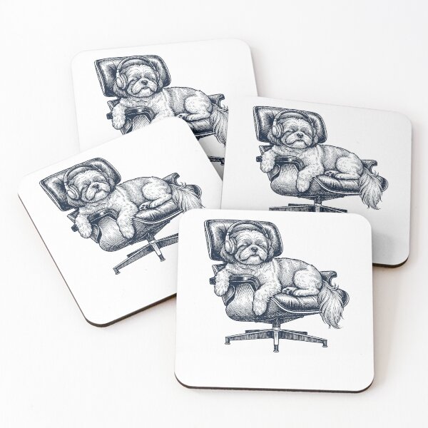 Item preview, Vintage Shih Tzu with Headphones Mid Century Dog Lover designed and sold by DoodleTortle.