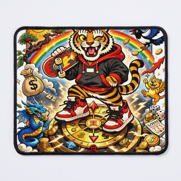 Item preview, Hip Bum – Wheel of Fortune Tarot | Modern Korean Minhwa Tiger Street Art Illustration designed and sold by DimensionV Studio.
