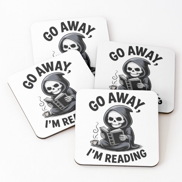 Item preview, Cozy Grim Reaper Book Lover - Go Away I'm Reading Sticker designed and sold by Mr-wow.