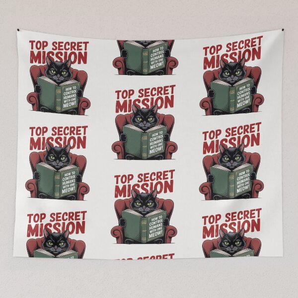 Item preview, Funny Black Cat Top Secret Mission Control Humans designed and sold by IvoryArtDesign.