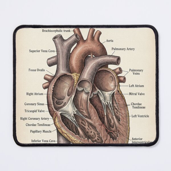 Item preview, Vintage Human Heart Anatomy Diagram - Anterior View & Dissection designed and sold by Body Part Archive.