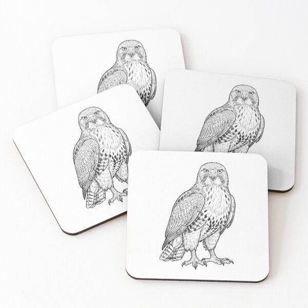 Item preview, Majestic Red-tailed Hawk – Wildlife Line Drawing designed and sold by furrydrool.