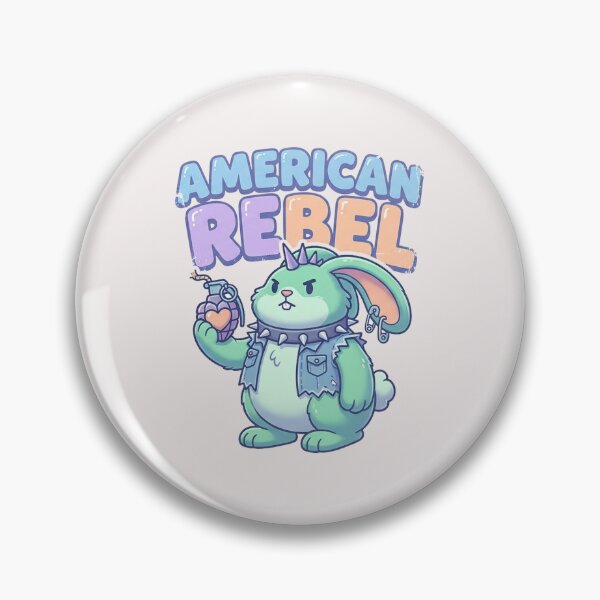 Item preview, "American Rebel" Cute 3D Punk Rock Bunny & Heart Grenade Tee designed and sold by benjyjump.