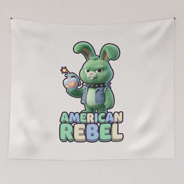 Item preview, Pastel Pop Punk Bunny 3D Cartoon "American Rebel" Graphic designed and sold by benjyjump.