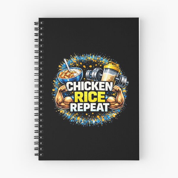 Item preview, Chicken Rice Repeat Gym Humor Food Fitness Design designed and sold by Wolf Garage.
