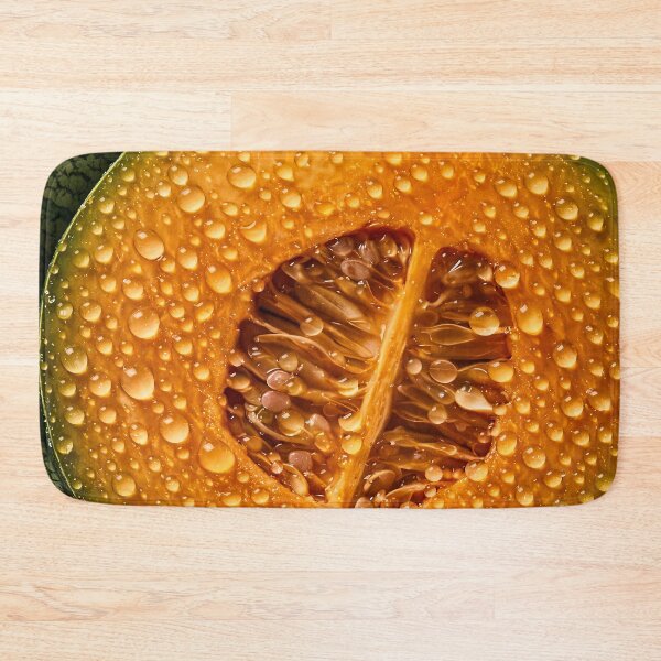 Item preview, Golden Pumpkin Slice with Water Drops – Autumn Harvest Food Art designed and sold by Kaleidoscope Print.