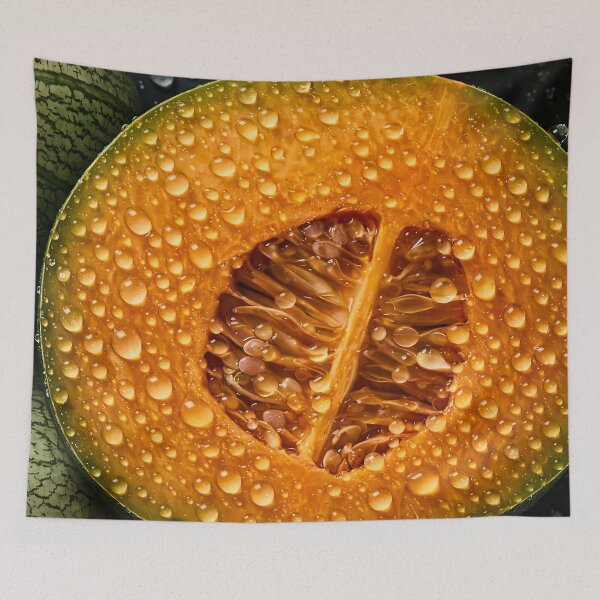 Item preview, Golden Pumpkin Slice with Water Drops – Autumn Harvest Food Art designed and sold by Kaleidoscope Print.