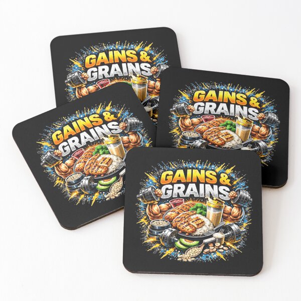 Item preview, Gains & Grains Gym Humor Food Fitness Design designed and sold by Wolf Garage.