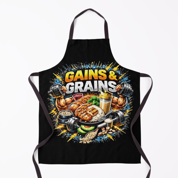 Item preview, Gains & Grains Gym Humor Food Fitness Design designed and sold by Wolf Garage.