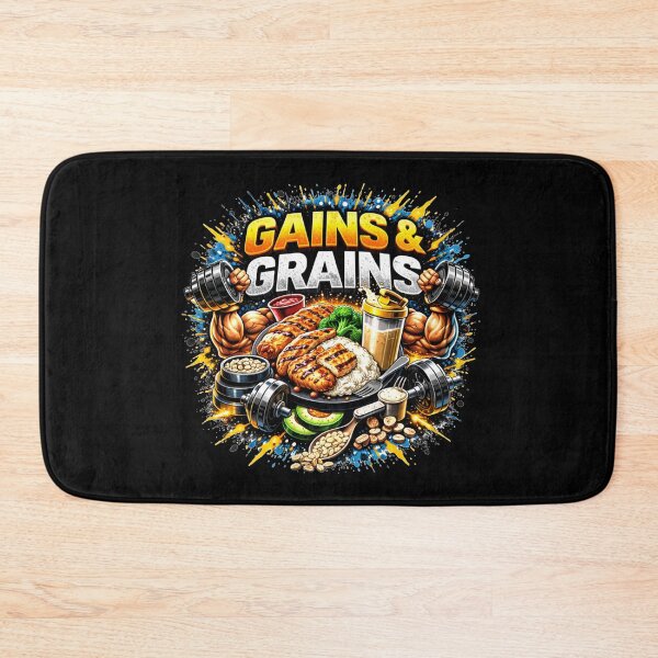 Item preview, Gains & Grains Gym Humor Food Fitness Design designed and sold by Wolf Garage.