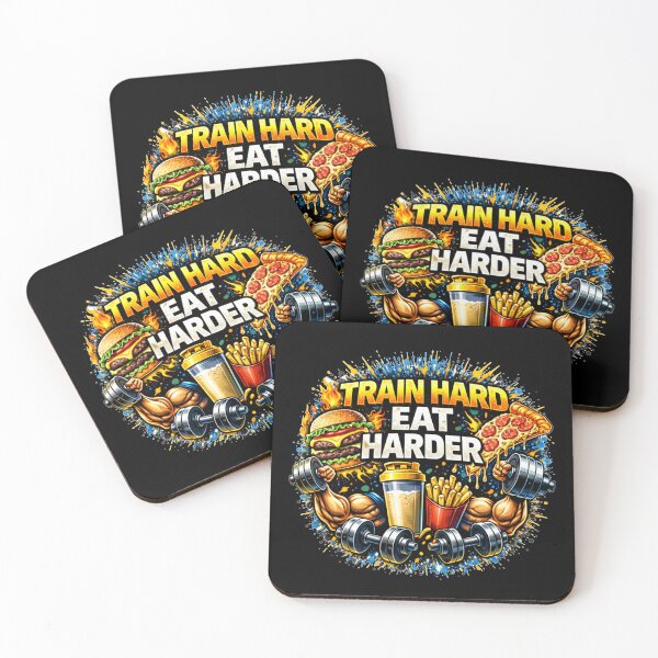 Item preview, Train Hard Eat Harder Gym Humor Food Fitness Design designed and sold by Wolf Garage.