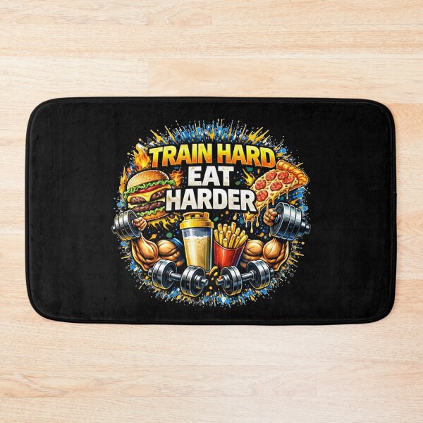 Item preview, Train Hard Eat Harder Gym Humor Food Fitness Design designed and sold by Wolf Garage.