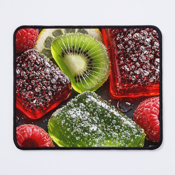 Item preview, Kiwi Raspberry Jelly Cubes – Glossy Fruit Candy Art designed and sold by Kaleidoscope Print.