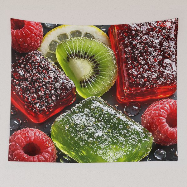 Item preview, Kiwi Raspberry Jelly Cubes – Glossy Fruit Candy Art designed and sold by Kaleidoscope Print.