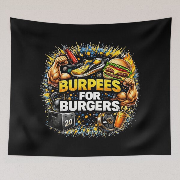 Item preview, Burpees For Burgers Gym Humor Food Fitness Design designed and sold by Wolf Garage.