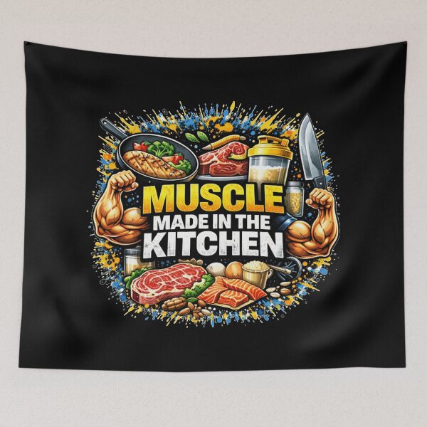 Item preview, Muscle Made in the Kitchen Gym Humor Food Fitness Design designed and sold by Wolf Garage.
