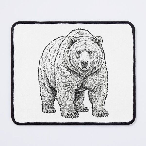 Item preview, Grizzly Bear – Detailed Line Drawing Illustration designed and sold by furrydrool.