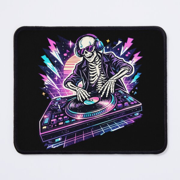 Item preview, Neon Skull DJ – Retro Synthwave Party Vibes designed and sold by Ramkumar2025.