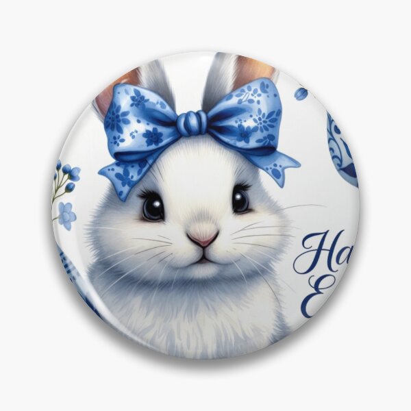 Item preview, Blue Porcelain Easter Bunny – Elegant Spring Design designed and sold by PixelVibe782.