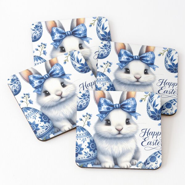 Item preview, Blue Porcelain Easter Bunny – Elegant Spring Design designed and sold by PixelVibe782.