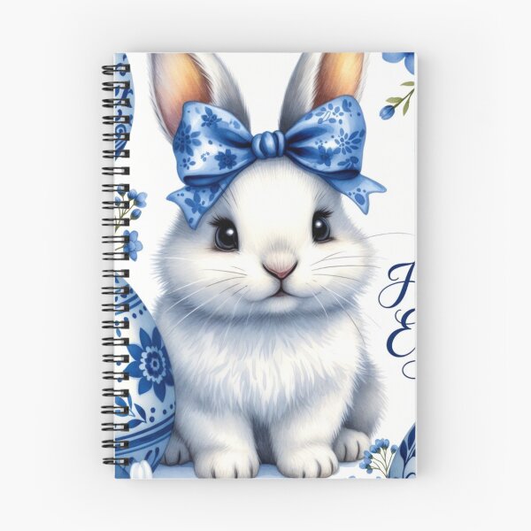 Item preview, Blue Porcelain Easter Bunny – Elegant Spring Design designed and sold by PixelVibe782.