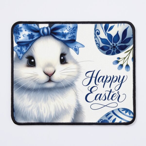 Item preview, Blue Porcelain Easter Bunny – Elegant Spring Design designed and sold by PixelVibe782.