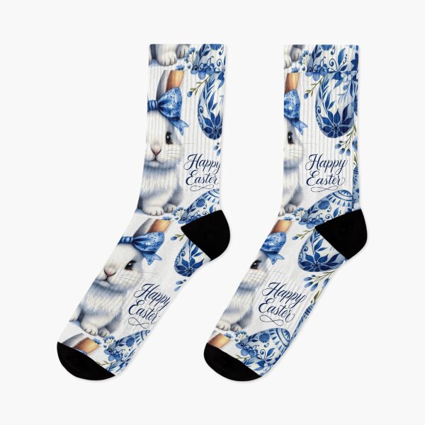 Item preview, Blue Porcelain Easter Bunny – Elegant Spring Design designed and sold by PixelVibe782.