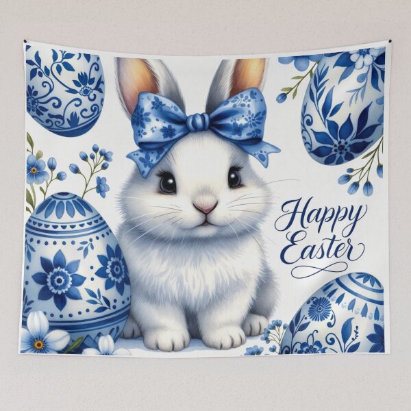 Item preview, Blue Porcelain Easter Bunny – Elegant Spring Design designed and sold by PixelVibe782.