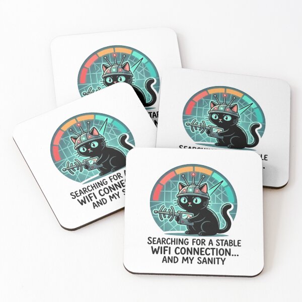 Item preview, Funny WiFi Cat - Searching for Connection and My Sanity Sticker designed and sold by ZYNORAworld.