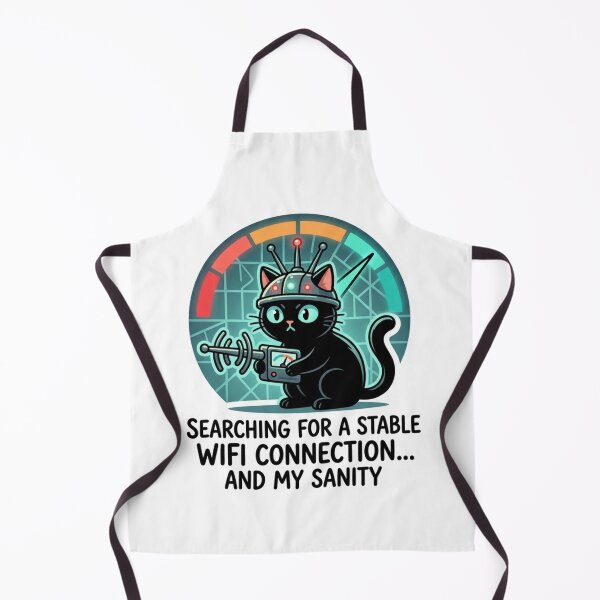 Item preview, Funny WiFi Cat - Searching for Connection and My Sanity Sticker designed and sold by ZYNORAworld.
