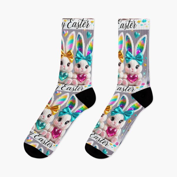 Item preview, Glitter Easter Bunny Trio – Cute Kawaii Design designed and sold by PixelVibe782.