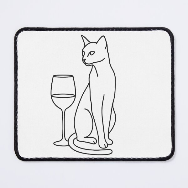 Item preview, Sophisticated Cat and Wine - Minimalist Single Line Art designed and sold by tineldesign.