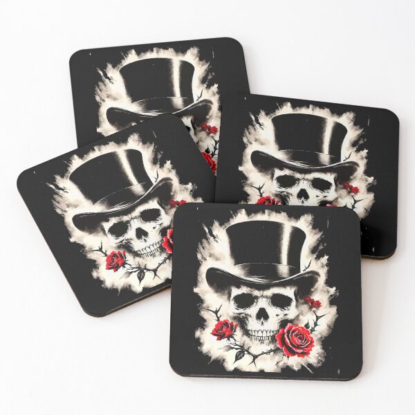 Item preview, Vintage Gothic Skull in Top Hat Charcoal Noir Art designed and sold by VikArtStudio.