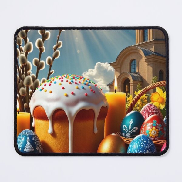 Item preview, Orthodox Easter Still Life – Kulich and Pysanky Celebration designed and sold by PixelVibe782.