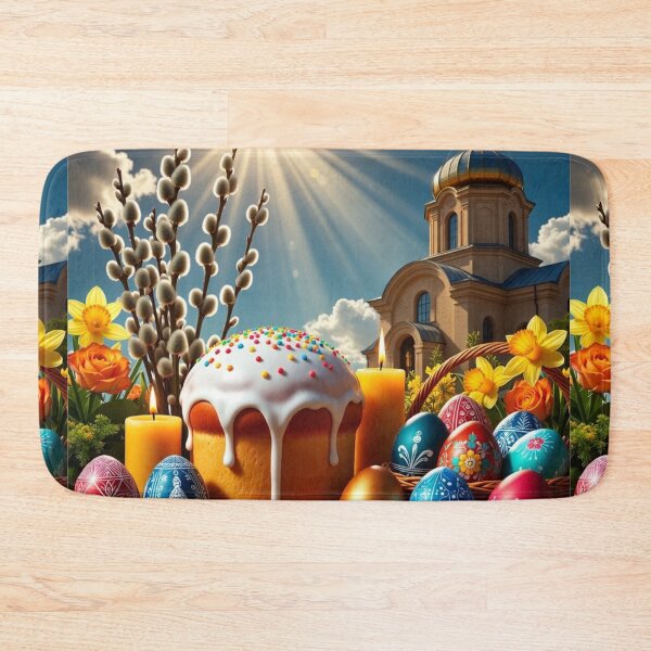 Item preview, Orthodox Easter Still Life – Kulich and Pysanky Celebration designed and sold by PixelVibe782.