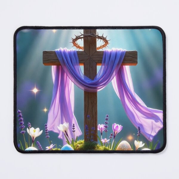 Item preview, Mystical Easter Cross – Spiritual Spring Illustration designed and sold by PixelVibe782.