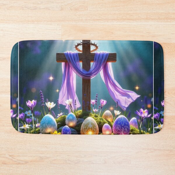 Item preview, Mystical Easter Cross – Spiritual Spring Illustration designed and sold by PixelVibe782.