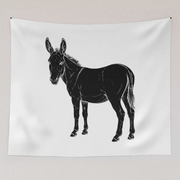 Item preview, Donkey Silhouette Looking – Minimalist Farm Animal Art designed and sold by furrydrool.