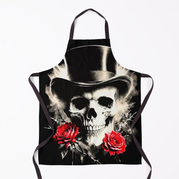Item preview, Steampunk Skull Gentleman Tattoo Style Red Roses designed and sold by VikArtStudio.