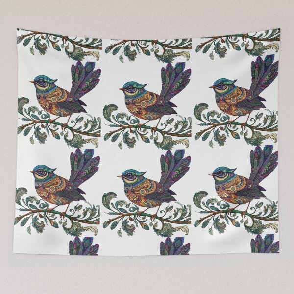 Item preview, Colorful Decorative Bird on Floral Branch designed and sold by Khatumeye.