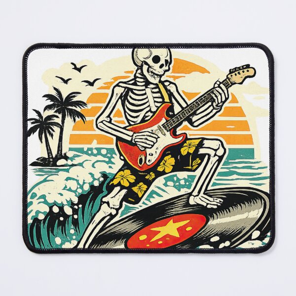Item preview, Surf Rock Skeleton – Retro Beach Guitar Vibes designed and sold by Ramkumar2025.